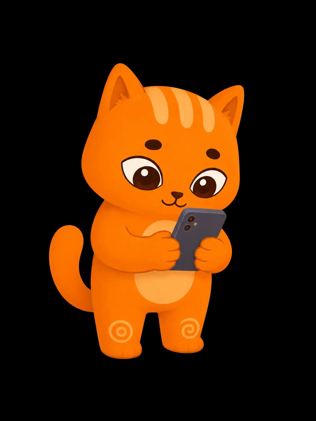 Oki cat with phone